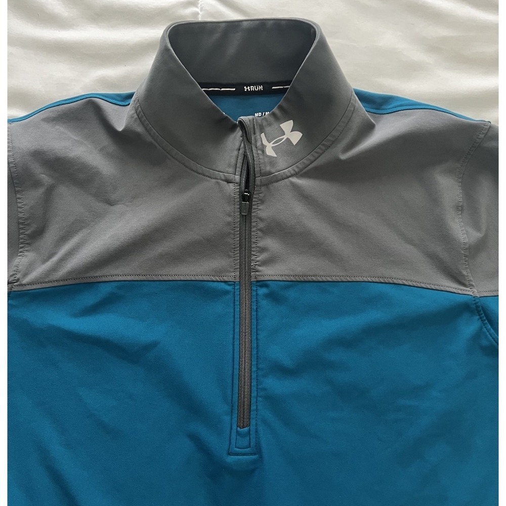 Under Armour HeatGear Run 1/4 Zip Pullover Womens Medium Blue Gray (147)